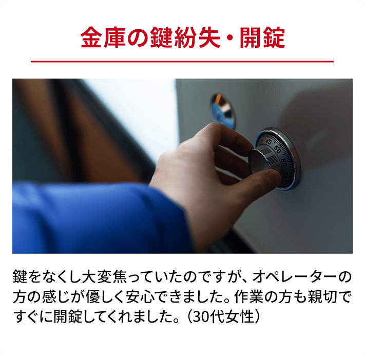 金庫の鍵紛失・解錠